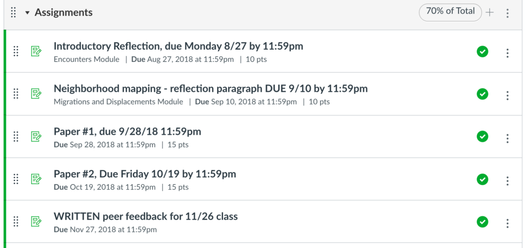 assignment due dates in canvas